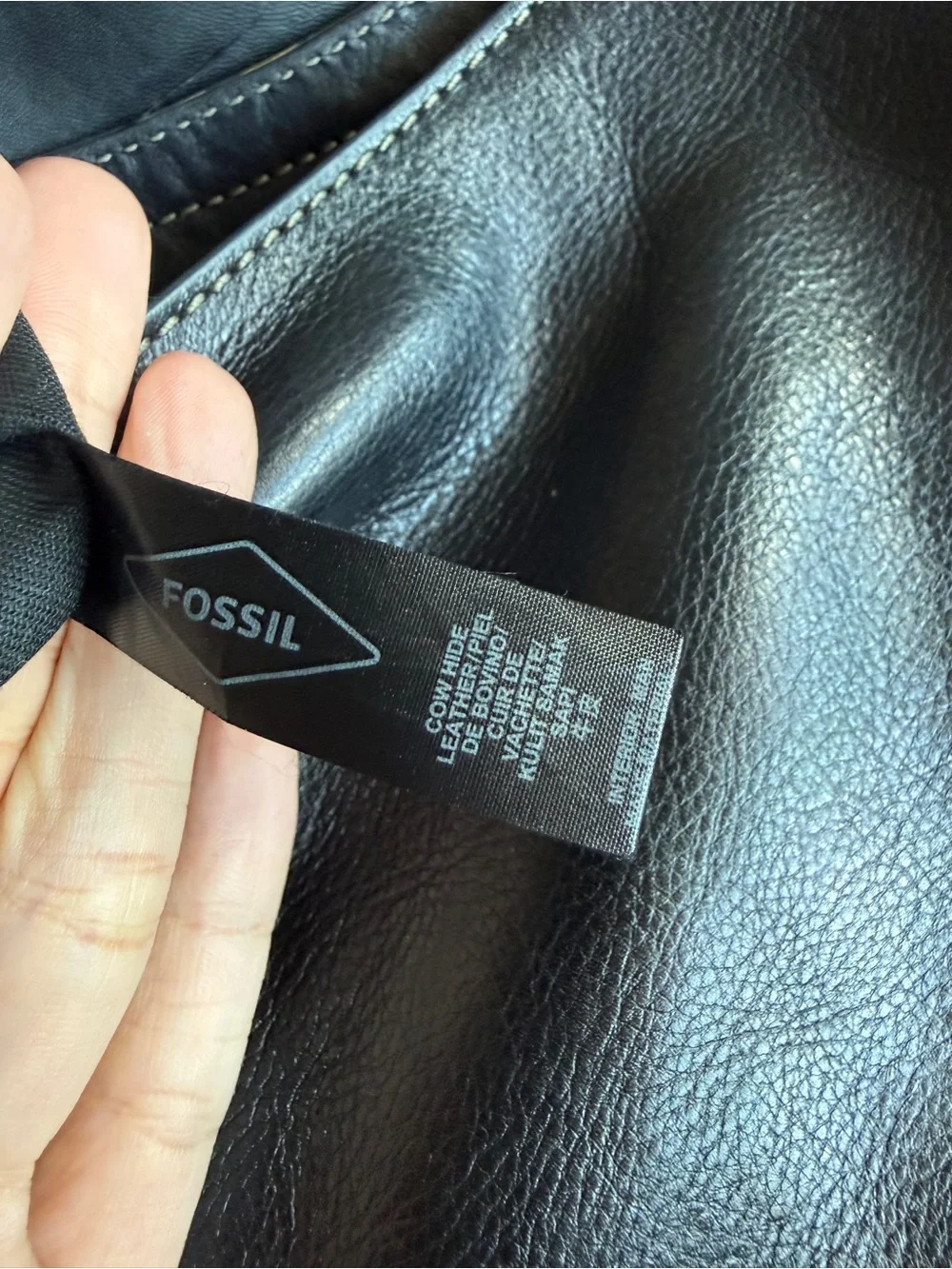 Fossil Black Soft Leather Crossbody Bag Gold Key Charm